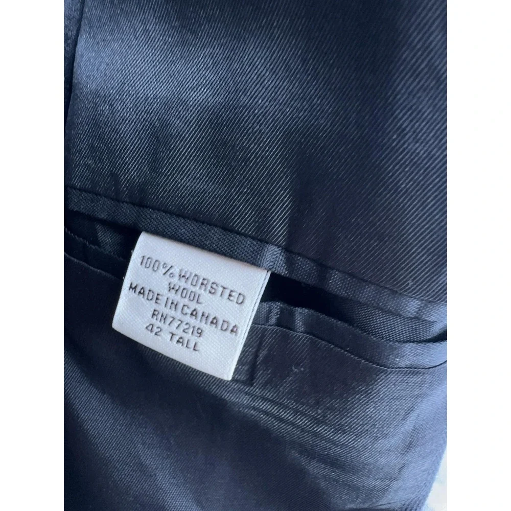 Pronto Uomo Suit Jacket Mens 42 Tall Black Wool 3 Button Notch Lapel Canada